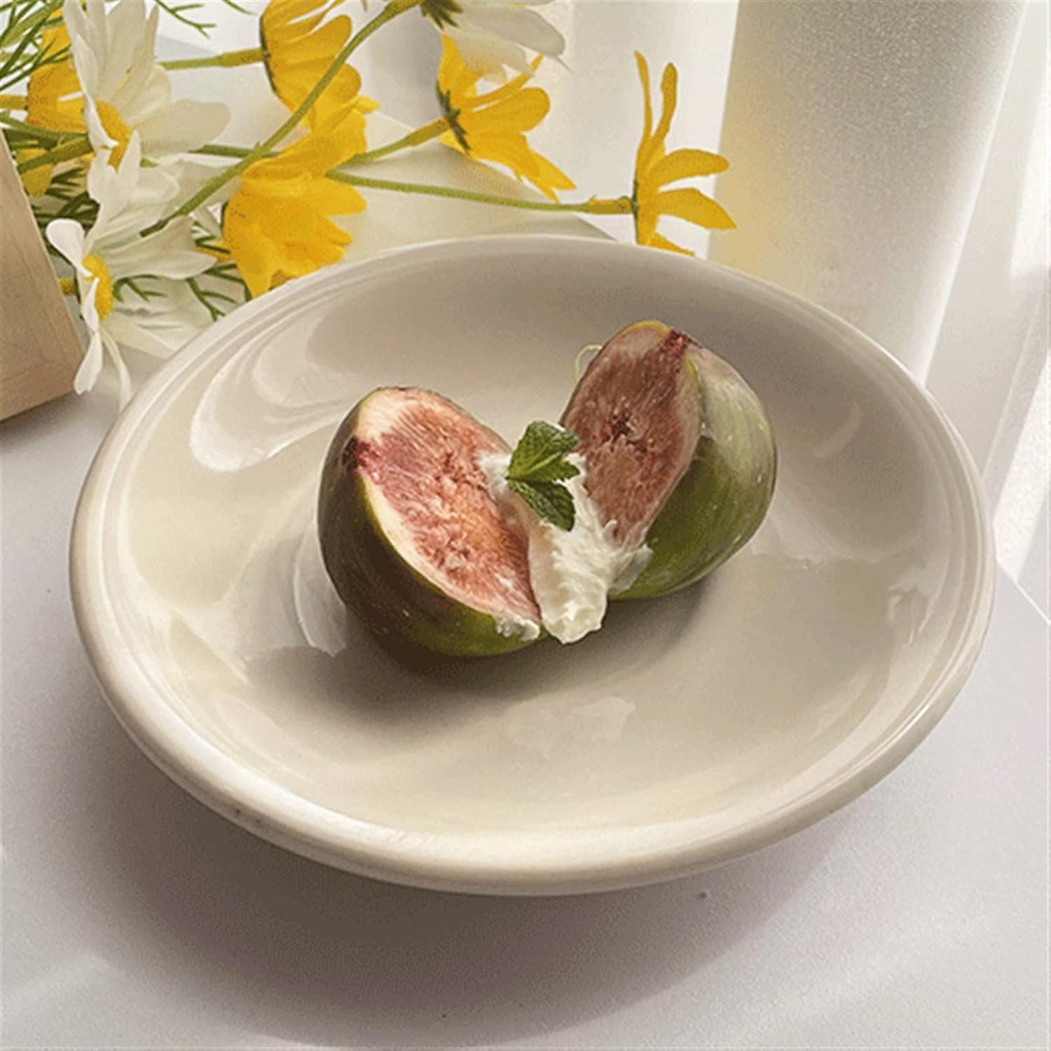 Dessert Plates Cream White Dining Plate Household Small Dining Plate Restaurant Cafe Dessert Plate Fruit Plate Breakfast Plate Round Small Deep Plate Pasta Plates Salad Plates