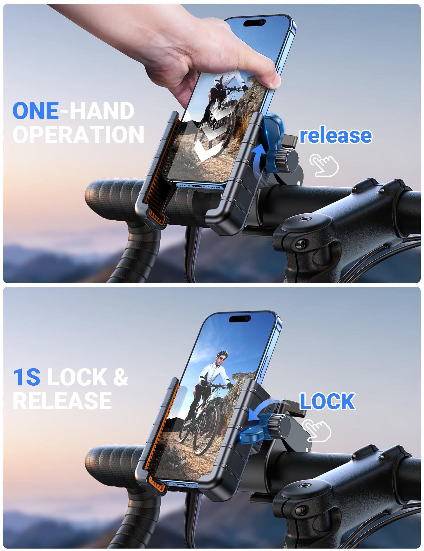 Coolpow Supporto per cellulare da bicicletta, supporto universale per cellulare da moto compatibile con cellulare da 4,6 a 6,8" e rugerizzato