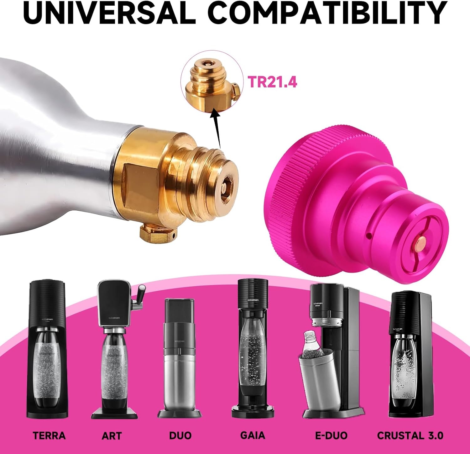 Quick Connect CO2 Cylinder Adapter Fitting for Sparkling Water Maker, CO2 Refill Canister Connector for TR21-4 Male Valve Compatible with DUO ART TERRA GAIA Soda Maker