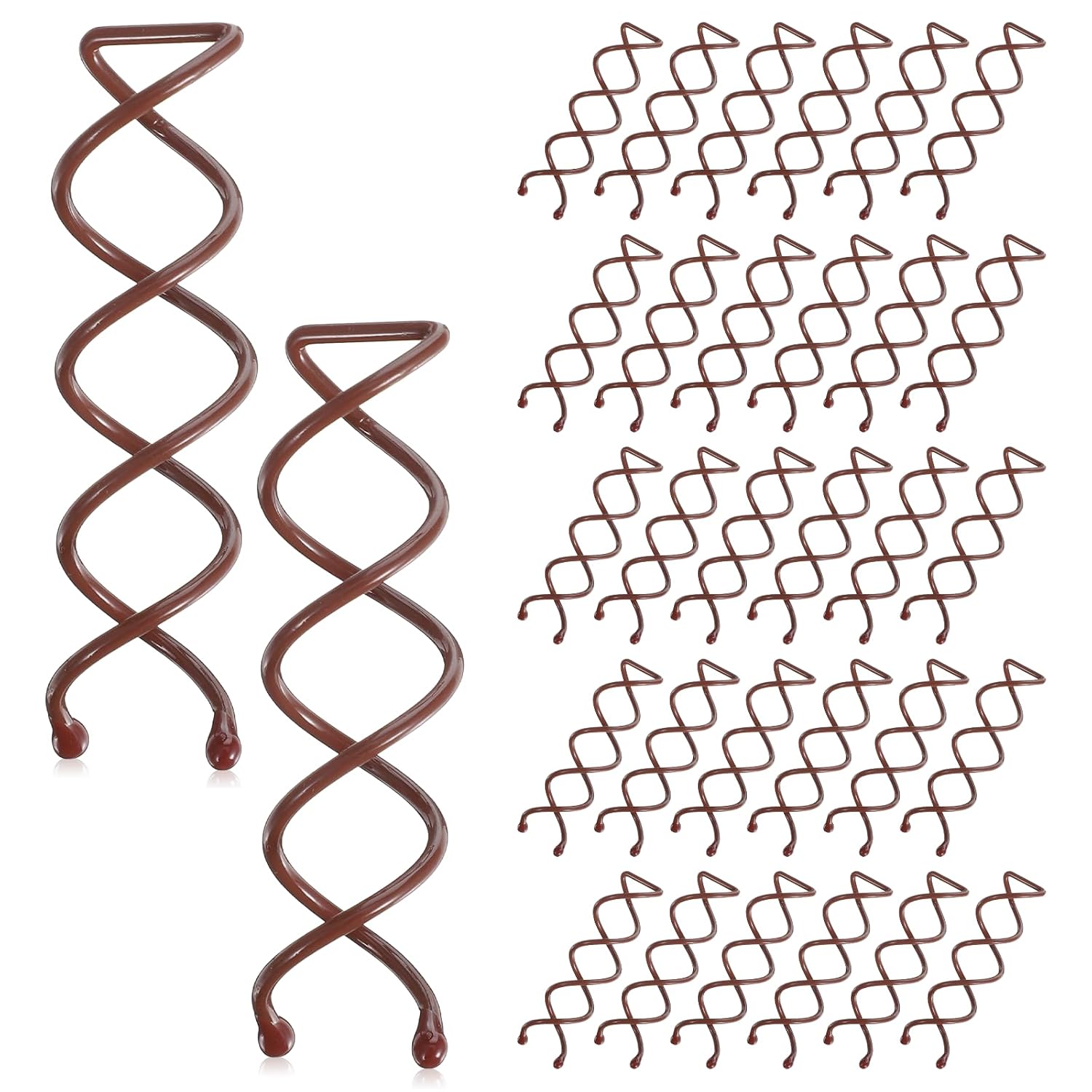 30 Pcs Brown Spiral Bobby Hair Pins for Women, Non Scratch Rounded