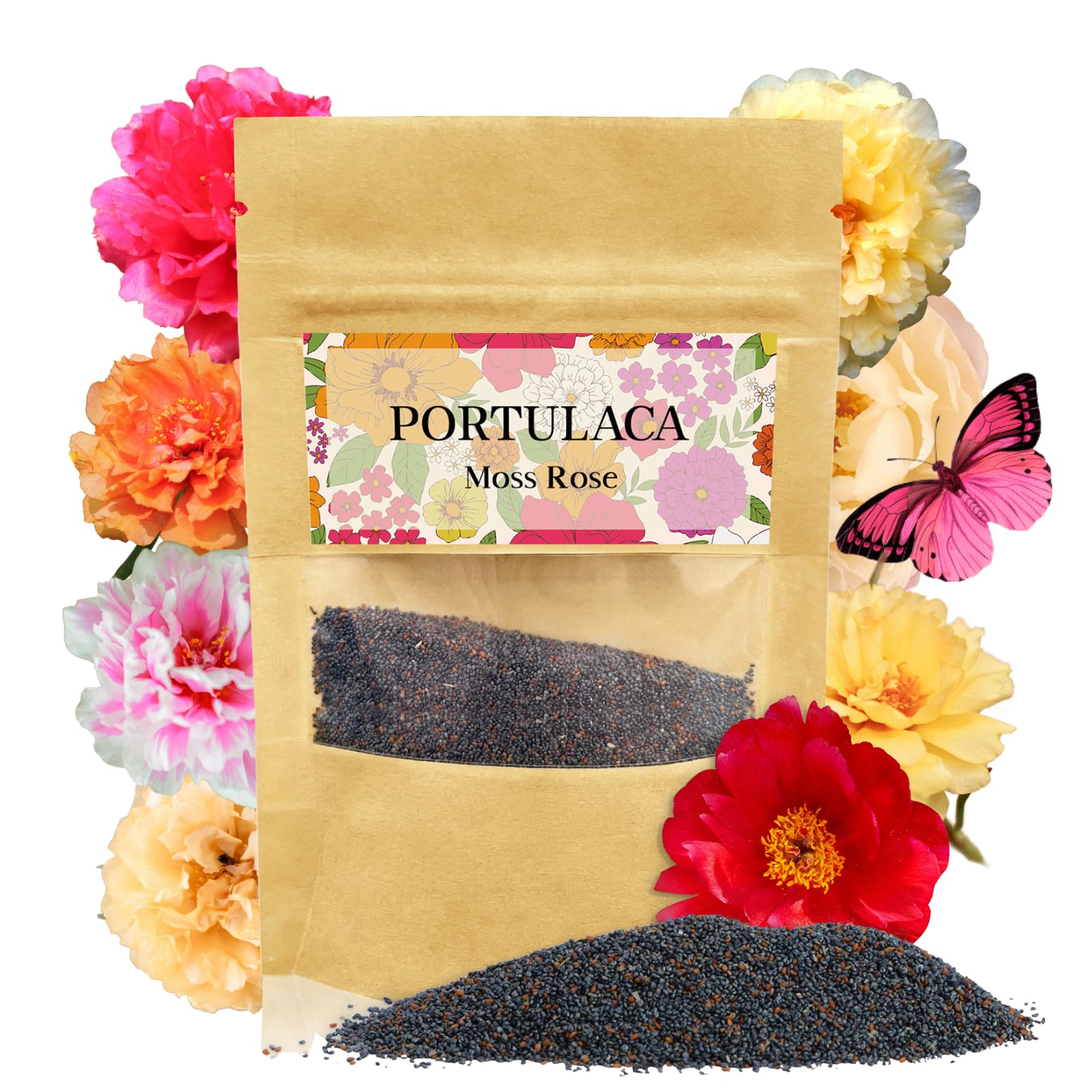 Portulaca Grandiflora & Moss Rose Seeds | 10,000+ Annual Non-GMO Heirloom Seeds for Planting Moss Roses, Rock Gardens & Cl...