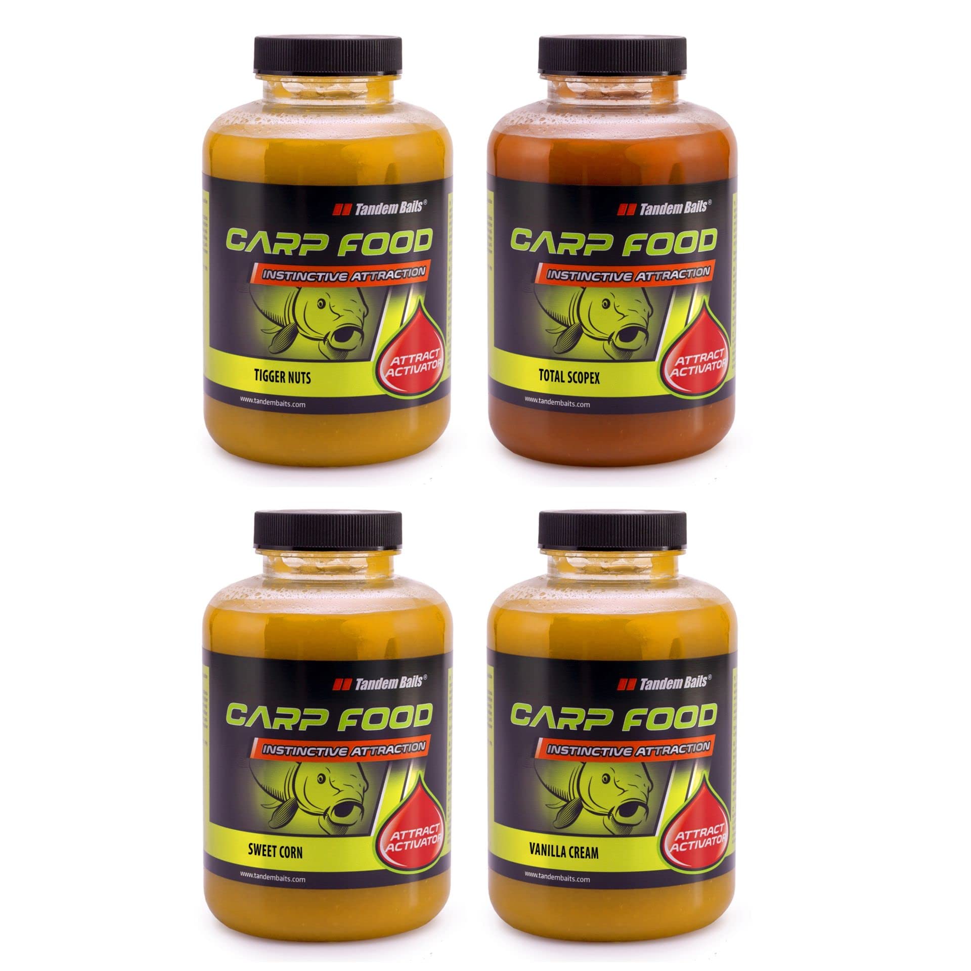 Tandem Baits Carp Food Attract Activator Mix Sweet Fish Attractors Carp Fishing Without Effort Big Fish Bait Carp Accessories for Professionals & Hobby Anglers 4 x 500 ml