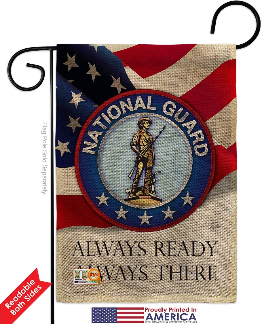 National Guard Burlap Garden Flag Armed Forces ANG United State American Military Veteran Retire Official Small Decorative Gift Yard House Banner Double-Sided Made In USA 13 X 18.5
