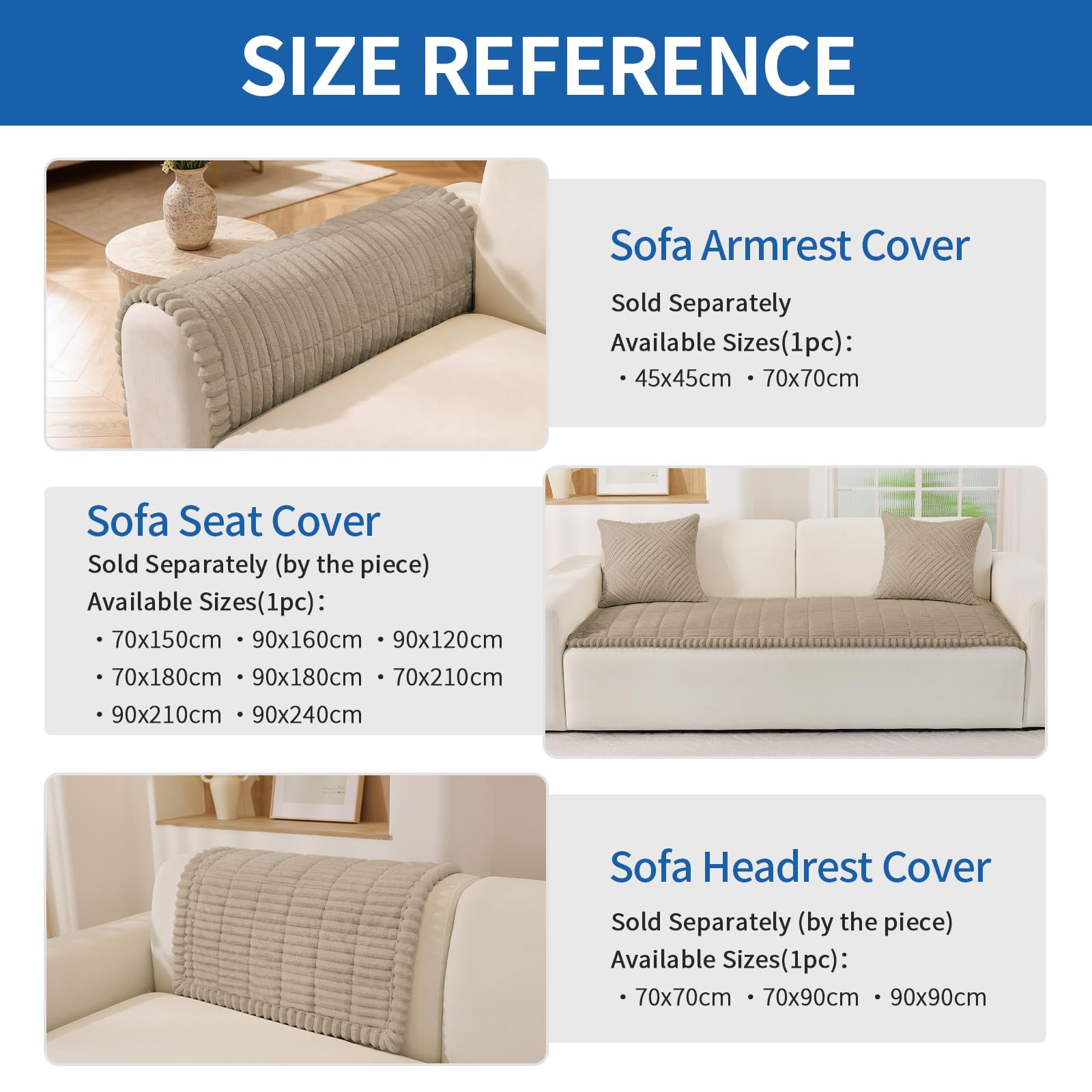 YSTELLAA Sofa Überzug Universelle 1/2/3/4 Sitzer, Anti-Rutsch Sofabezug Flanell, Neu Couch Überzug L/U Form, Gemütlich Sofa Cover Für Wohnzimmer(Braun, 70x180cm)