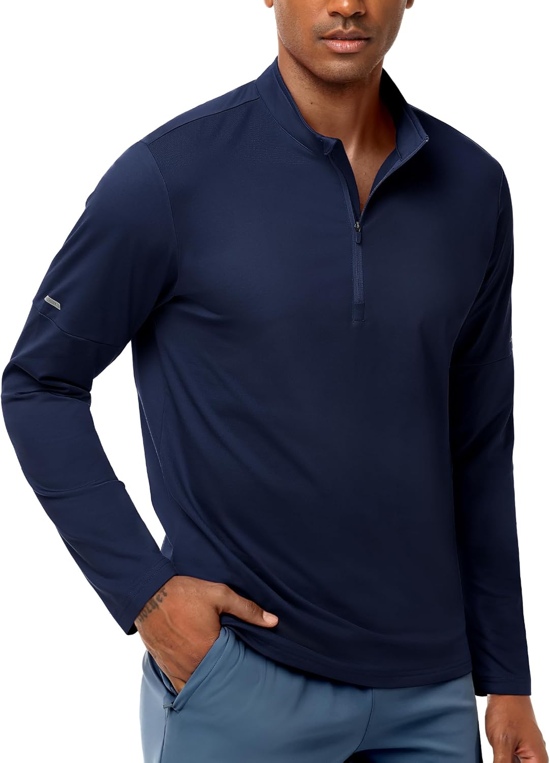 MIER Golf Quarter Zip Pullover for Men Dry Fit Long Sleeve Fleece Lined T-Shirts for Running Athletic Workout Gym, Midweight