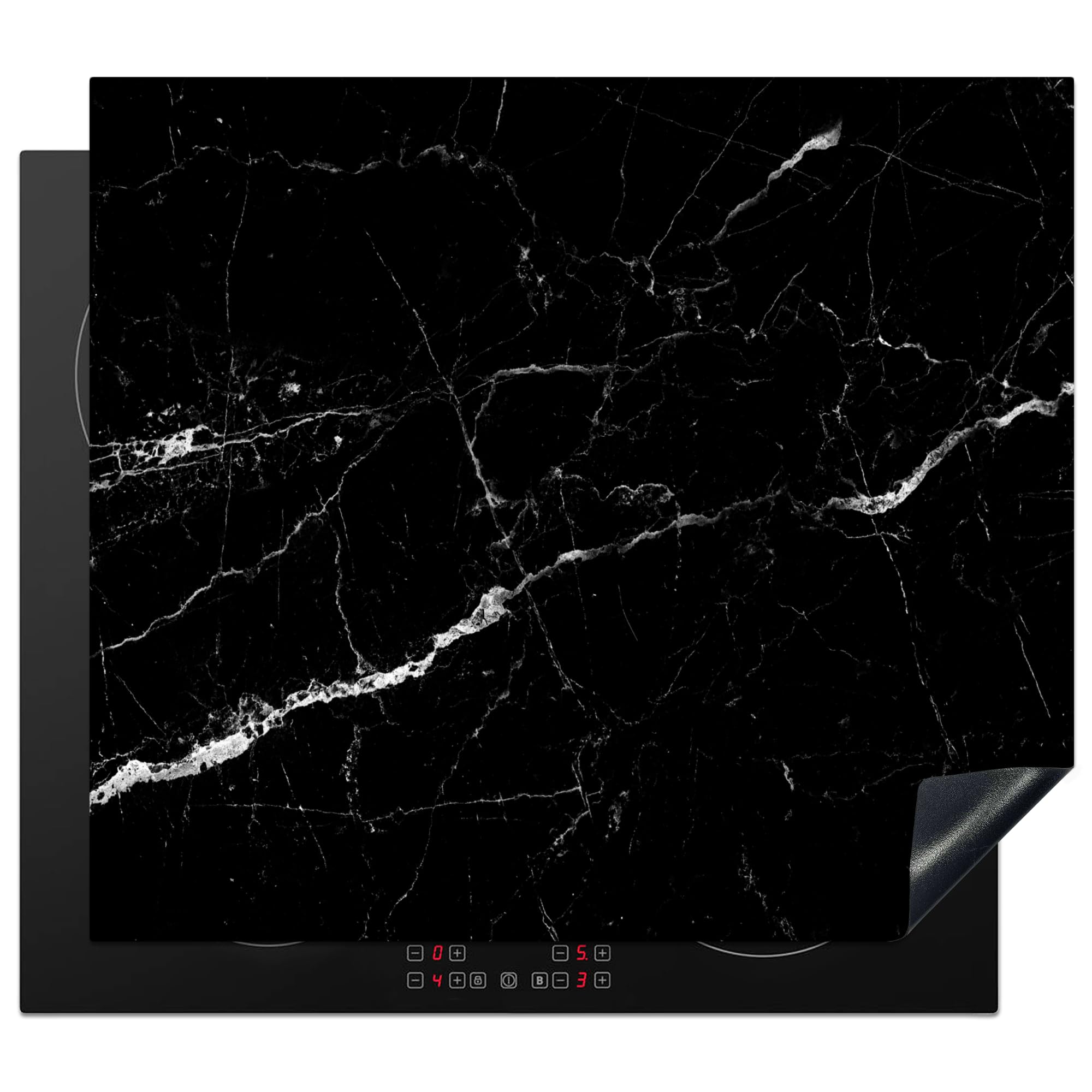 KitchenYeah - Protector de placa de inducción, 60 x 52 cm, protege Deco cocina, protector de cocina, accesorio de mármol, color negro, aspecto mármol, blanco - Lujo, piedra