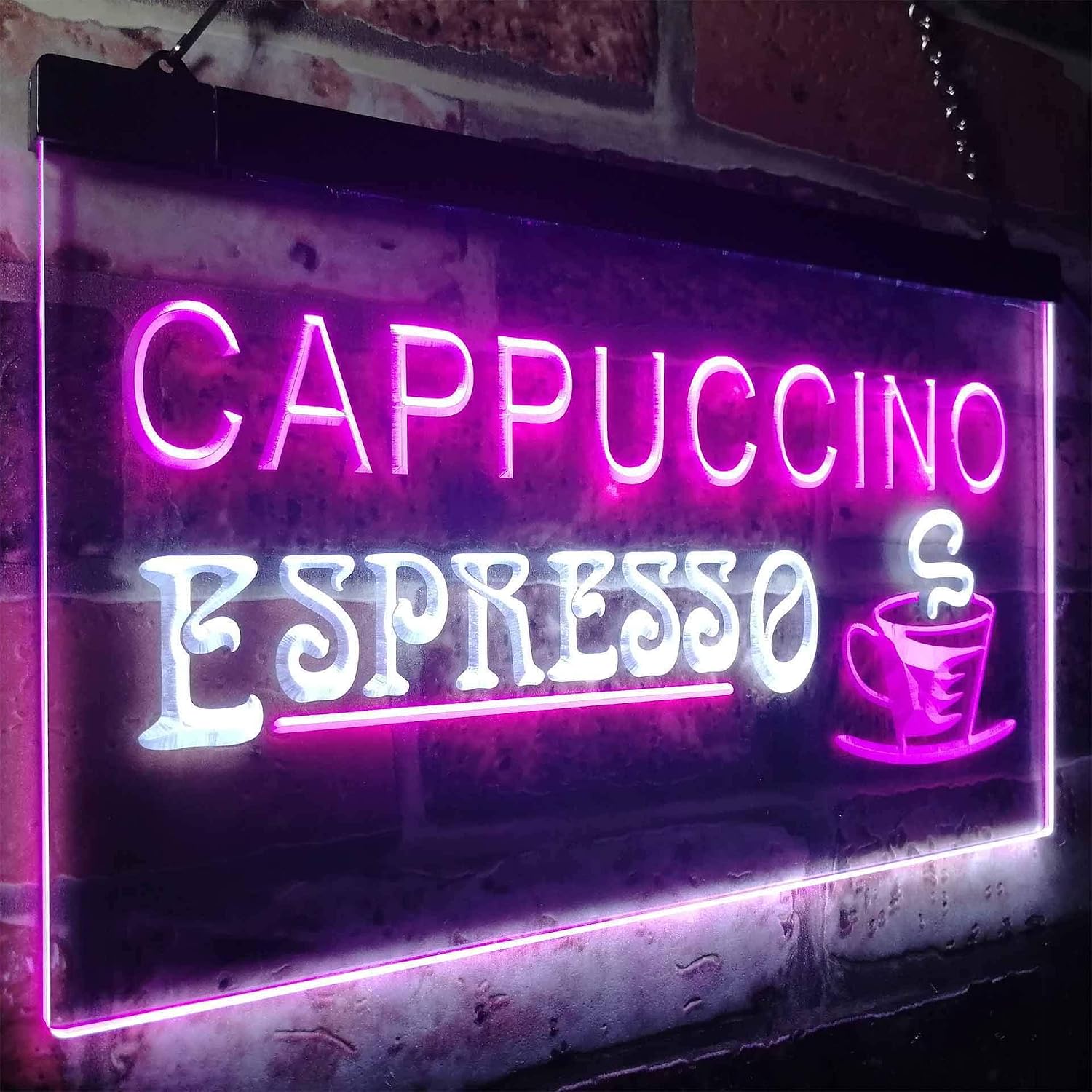 ADVPRO Cappuccino Espresso Coffee Shop Café Dual Color LED Neon Sign White & Purple 12" x 8.5" st6s32-i0317-wp