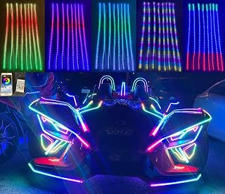 8PCS 2FT RGB Chasing LED Light Strips Fit Slingshot Ryker Spyder | 60cm 24" Illuminated LED Strobe Flash Breathing, for Ryker Cam-X3 Car Truck Underbody Hood Rear Grill Lighting, APP Remote