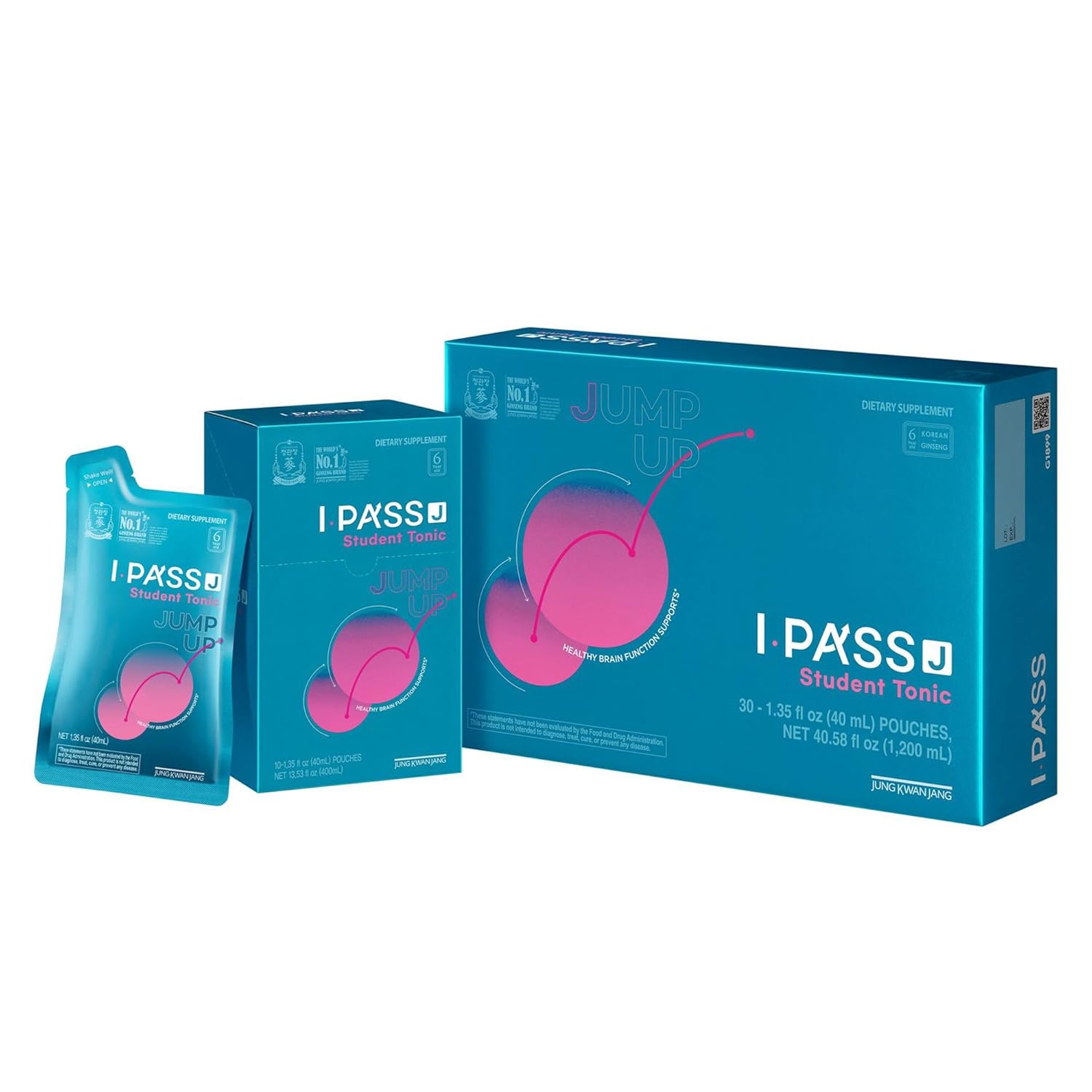 JungKwanJang i-Pass Junior Dietary Supplement- Korean Red Panax Ginseng Extract - Support Immune System Memory Improvement and Concentration