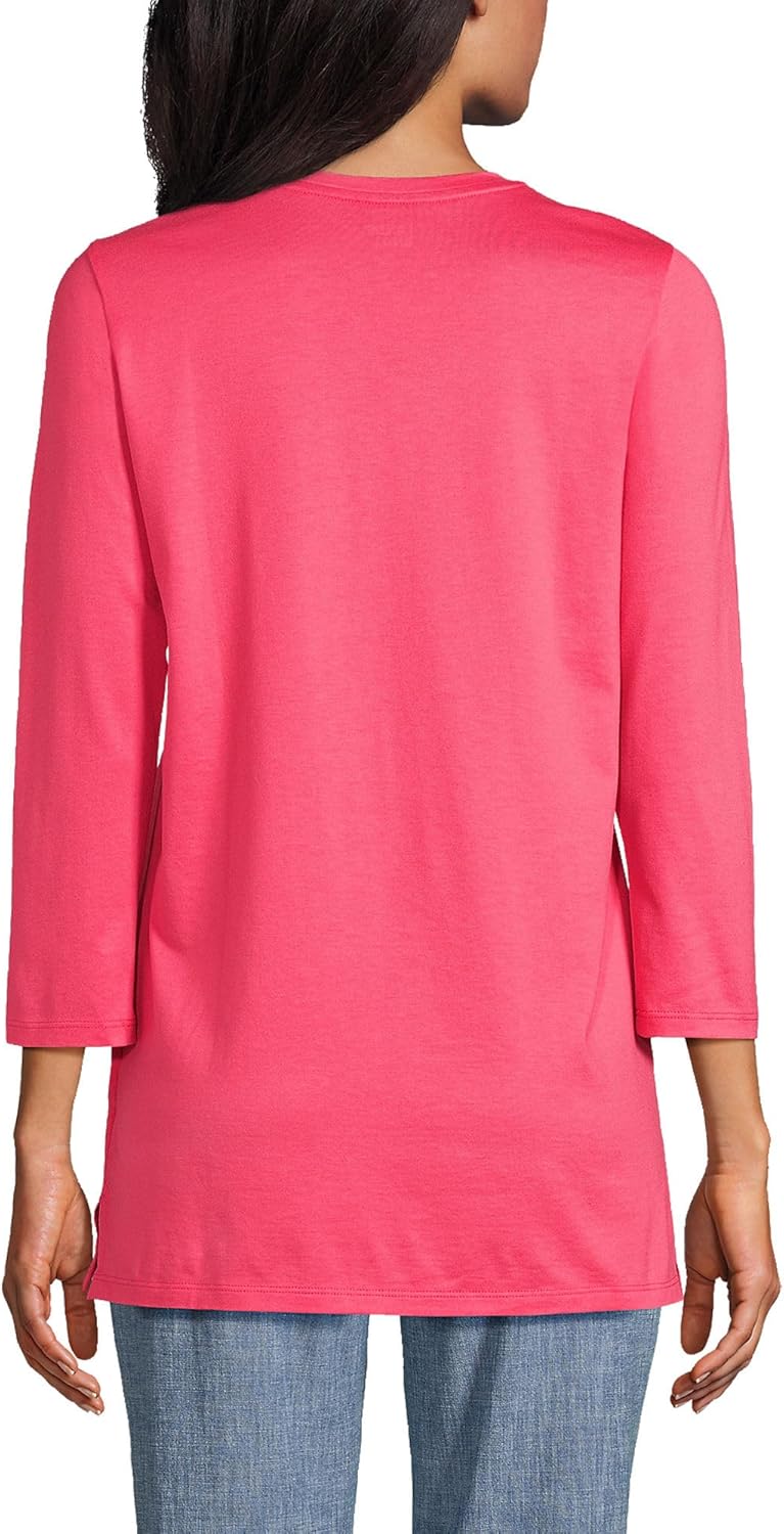 Lands' End Women's 3/4 Sleeve Supima Cotton Crewneck Tunic - Image 2