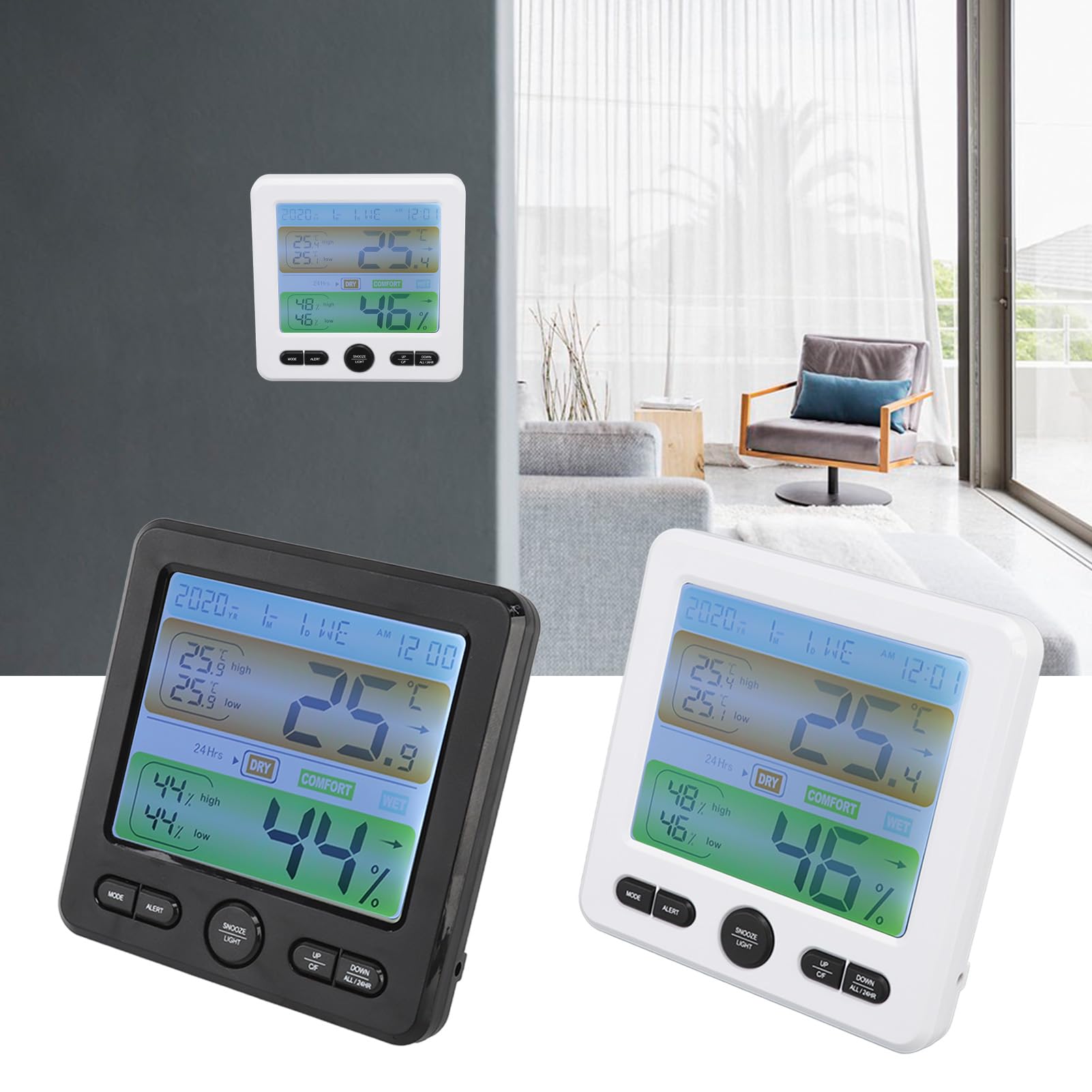 Amazon.co.jp: 正確な屋内デジタル温度計 – カラーアラーム表示と家庭