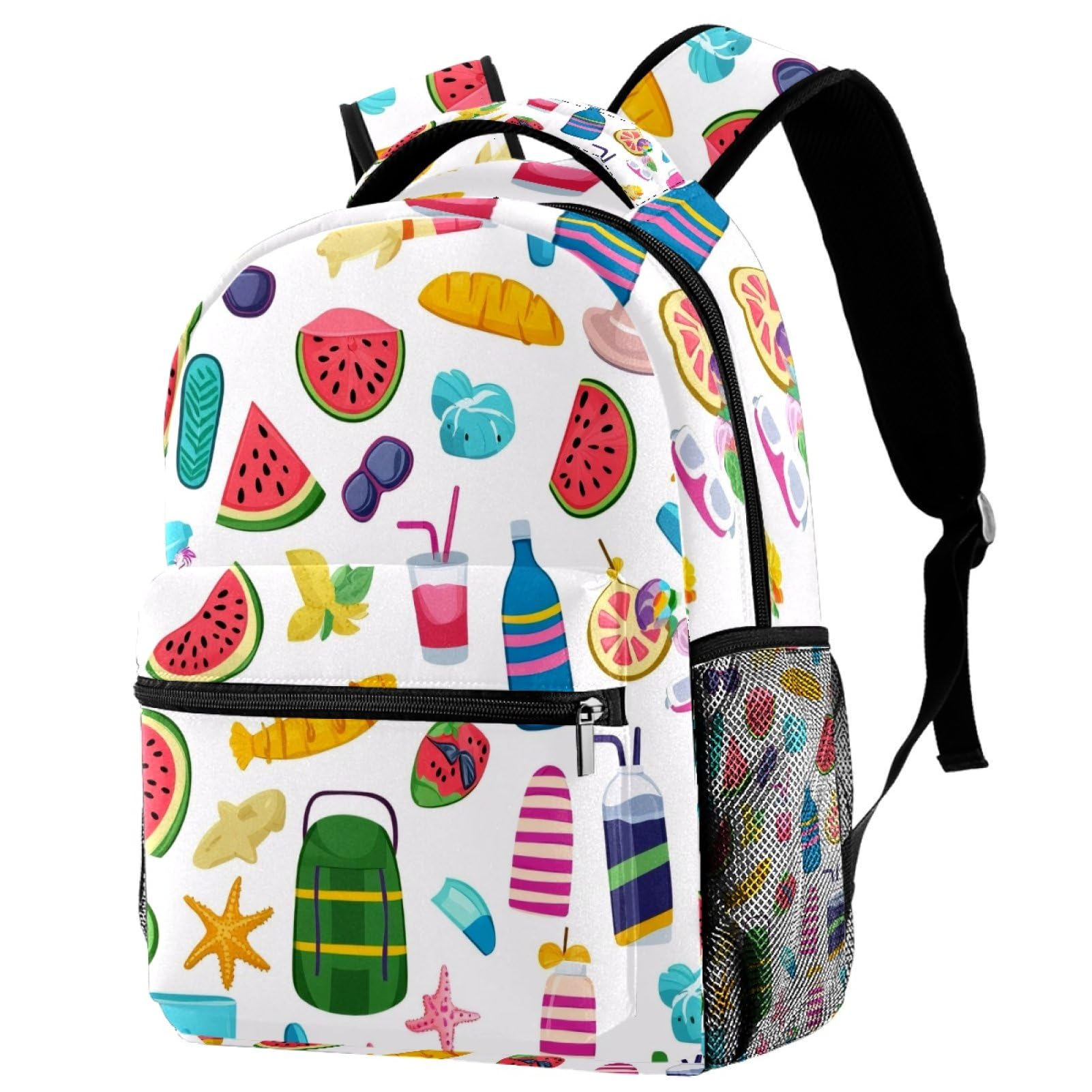 Sac à dos d'école pour filles avec porte-gourde et look voyage rétro - 7