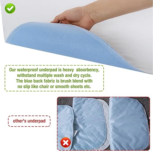 Miniatura 6 de Bamuho Almohadillas de cama para incontinencia lavables con 4 capas de protección, almohadillas de cama impermeables grandes, paquete de 2 unidades