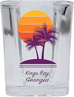 R and R Imports Kings Bay Souvenir 2 Ounce Square Shot Glass Palm Design 4-Pack