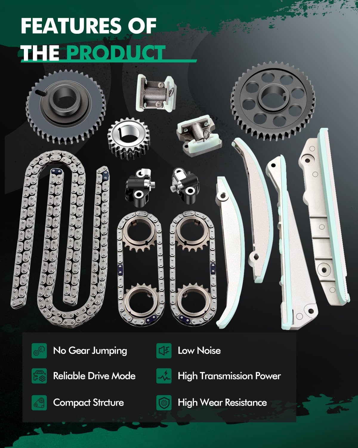 SCITOO NAPA90387S Engine Timing Chain Kit Sets Replaces for Lincoln for ford for Mercury Aviator for Mustang Marauder 4.6L