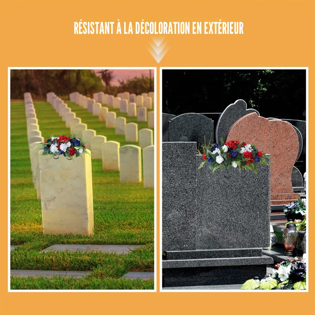 Fleurs Funéraires Artificielles pour Tombe, Décorations Commémoratives