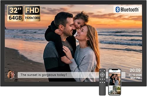 BSIMB 32" Digital Picture Frame, Anti-Glare Screen, Dual-Band Wi‑Fi, 64GB