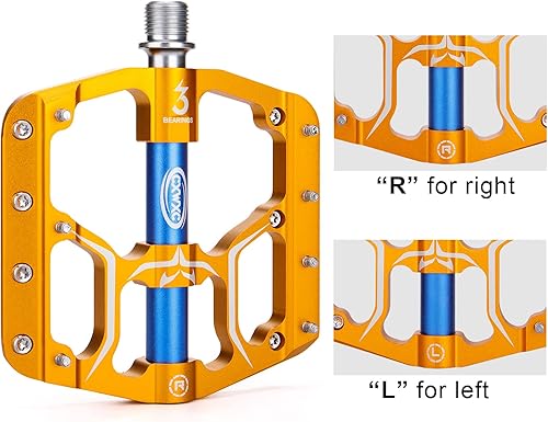 Miniatura 5 de Pedales de bicicleta de carreteramontaña 3 rodamientos de aleación de aluminio de 916 pulgadas pedal de bicicleta de montaña con clavos