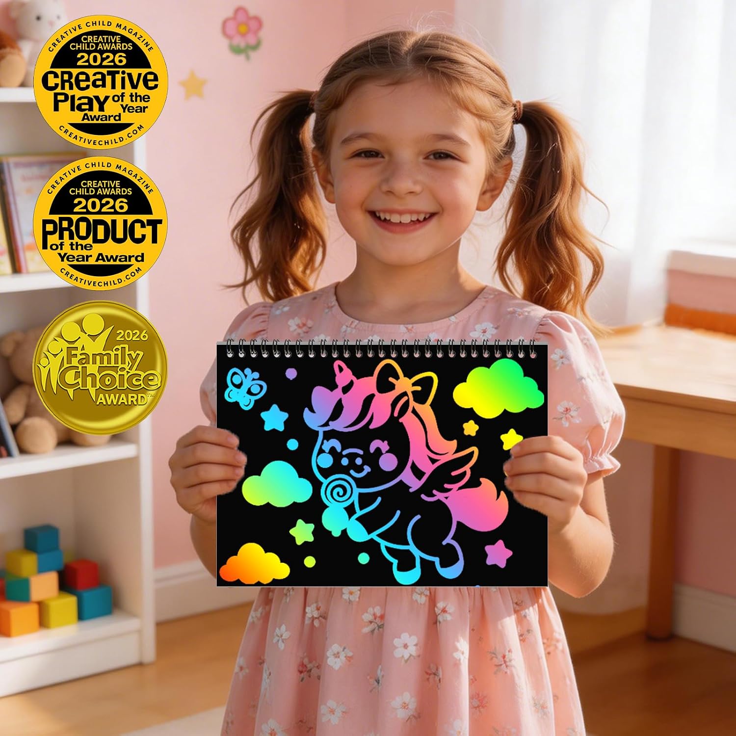 ZMLM Scratch Paper Art-Crafts Gift: 2 Pack Rainbow Notebooks Supplies Toys image 2