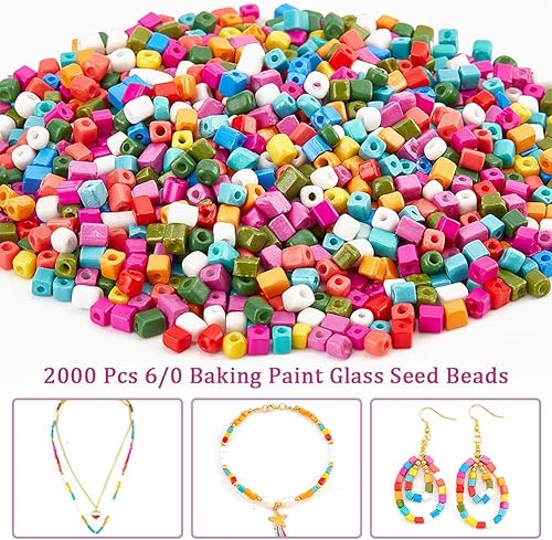 Miniatura 62 de NBEADS 15 colores 6/0 cuentas de semillas de vidrio, alrededor de 3000 cuentas redondas azules de poni de 0.15 pulgadas, cuentas sueltas para diseño