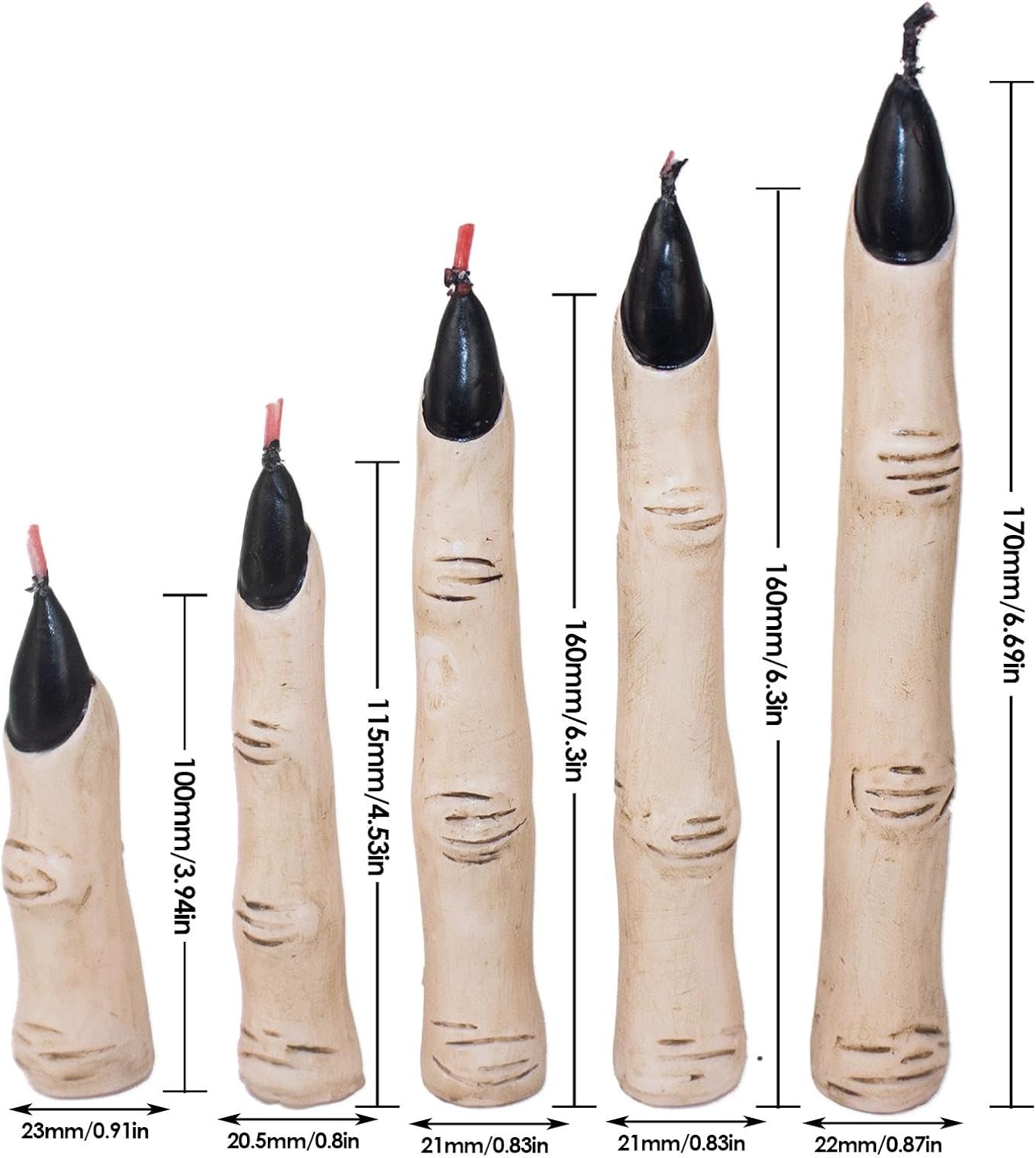 EKsma Halloween Witch Finger Candles, Horror Spooky and Realistic Novelty Finger Candle, Halloween Gothic Decorations, Halloween Horror Decoration Prop(Retro Color)