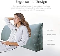Vista 2 de WOWMAX Almohada de cuña para cabecera de cama de día, con funda extraíble, terciopelo, sin botones, color gris, tamaño California King