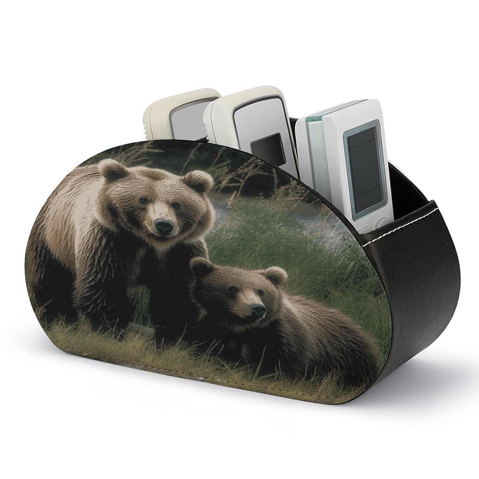 Btcowzrv Style A Mother And A Cub Bears Remote Control Holder With 5 Compartments