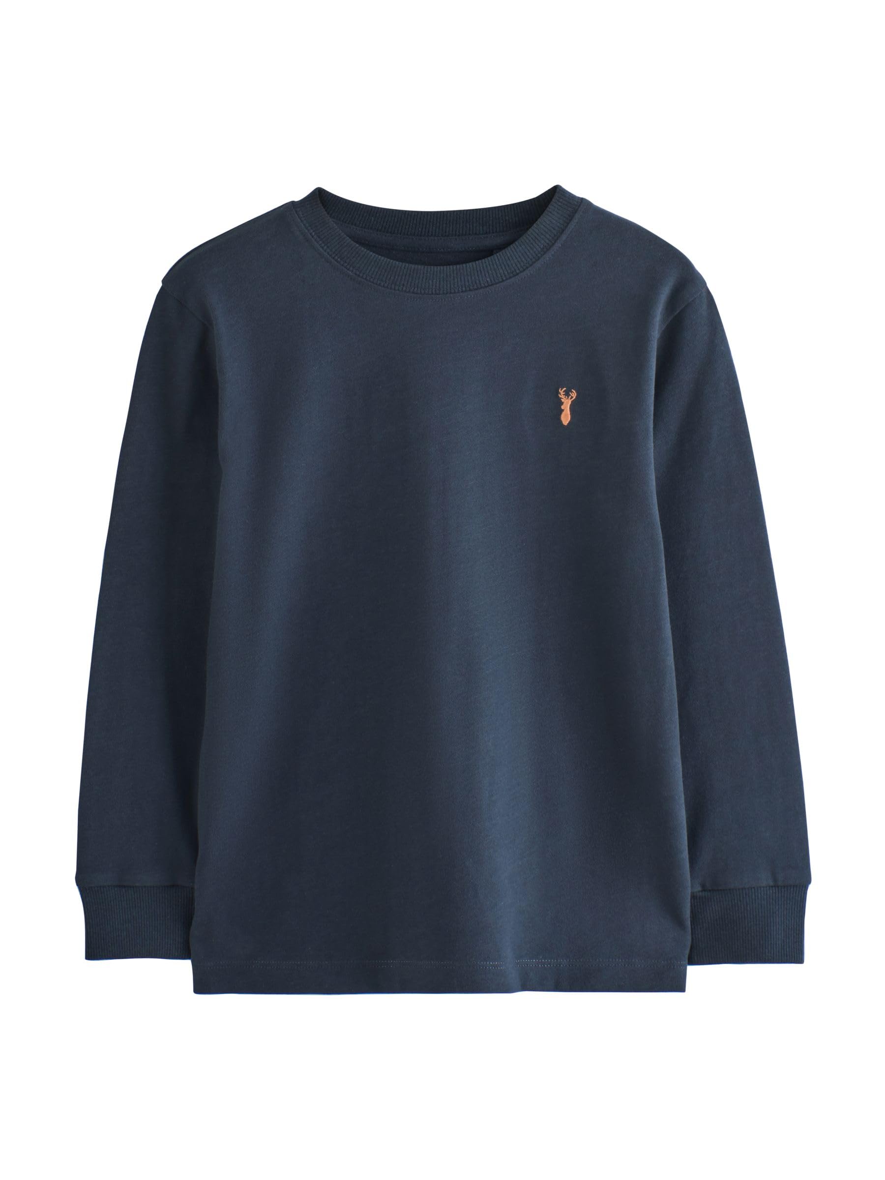 NEXT Ragazzo Confezione da 4 Magliette comode a Maniche Lunghe con Logo del Cervo