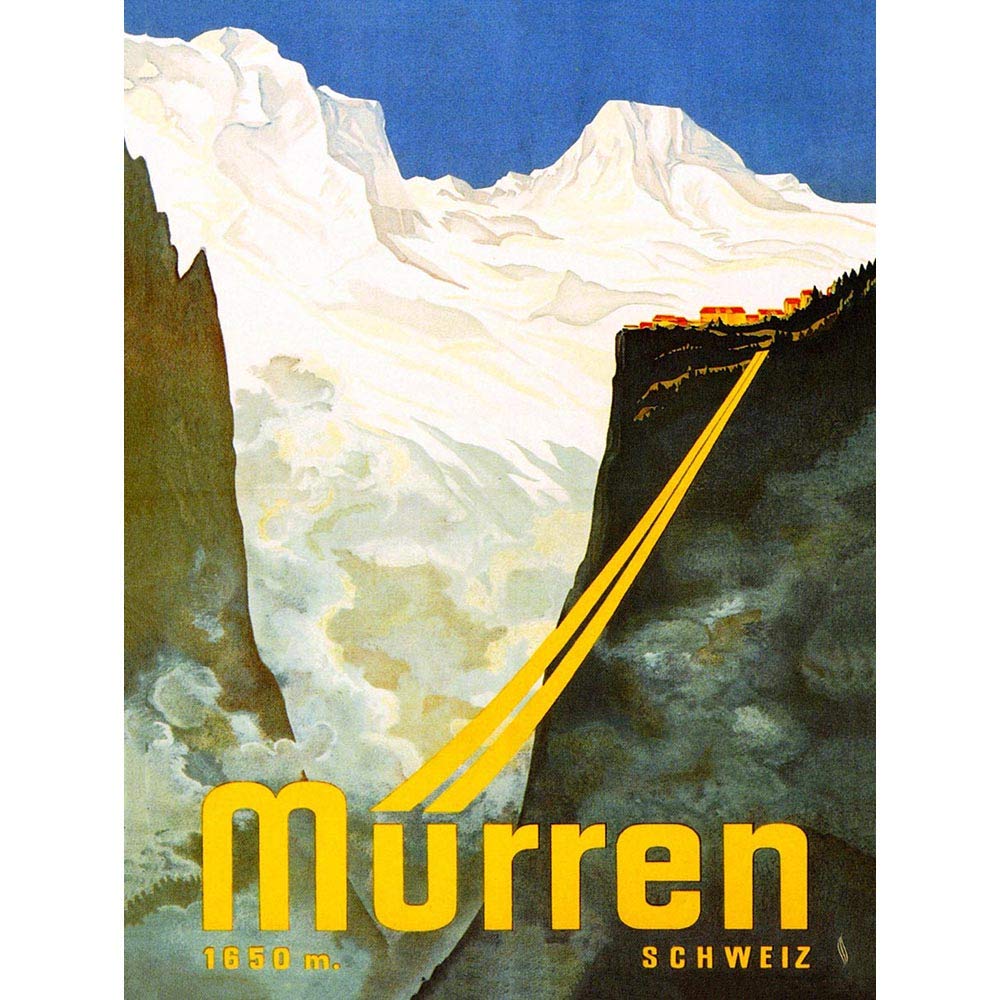 Wee Blue Coo Travel Murren Switzerland Snow Mountain Alpine Resort Ski Art Print Poster Wall Decor 12X16 Inch