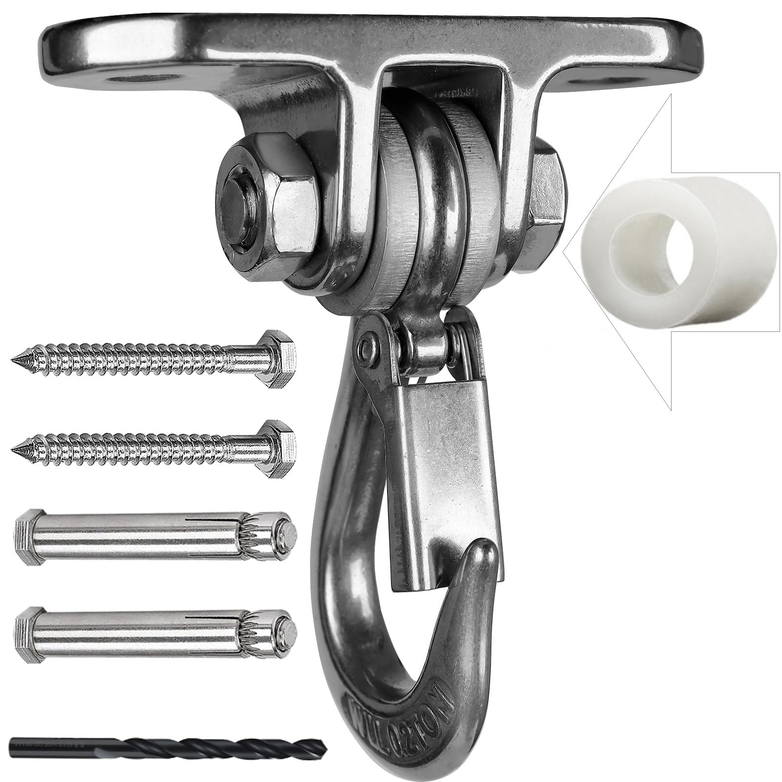 GW Gwongvvei Heavy Duty Swing Hanger Stainless Steel 180° Smooth Operation Screws Bolts, Playground Porch Swing Set Trapeze Wooden Sets Indoor Outdoor