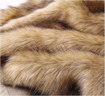Faux Fur Fabric, Pile Length 2.0 inches 50 mm, Width 70.9 inches 180 cm, Length 19.7 inches 50 cm, Fluffy, Faux Fur Tape, For Crafts, Brown, Feels Like Animal Hair, Sewing, DIY, Costume Material, Decoration