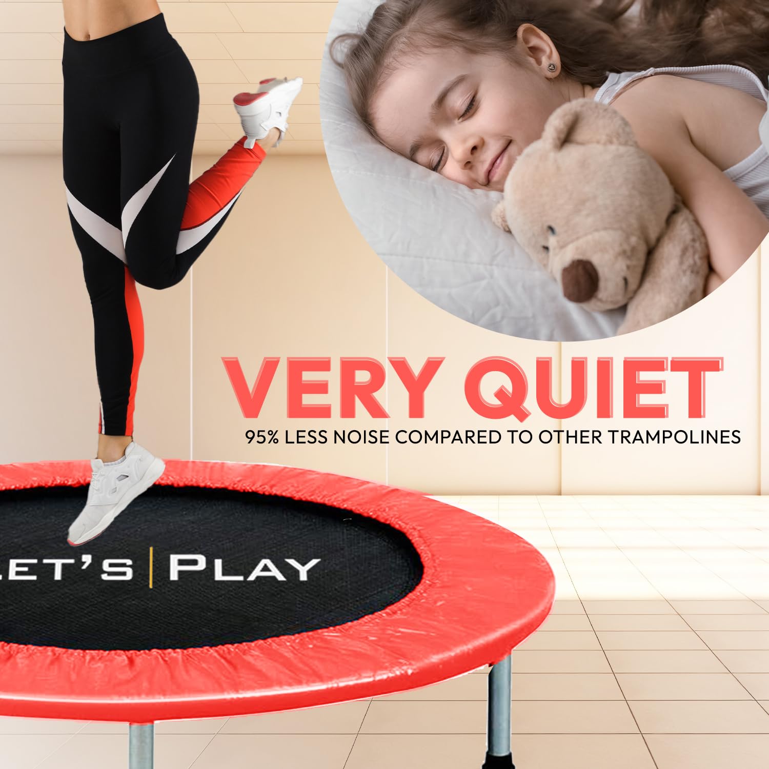 LET'S PLAY® Imported Trampoline Jumping Trainer for Kids and Adult 40 INCH, Rebounder Trampoline with Metal Springs and Padding for Indoor and Outdoor (RED). - Image 5 thumbnail