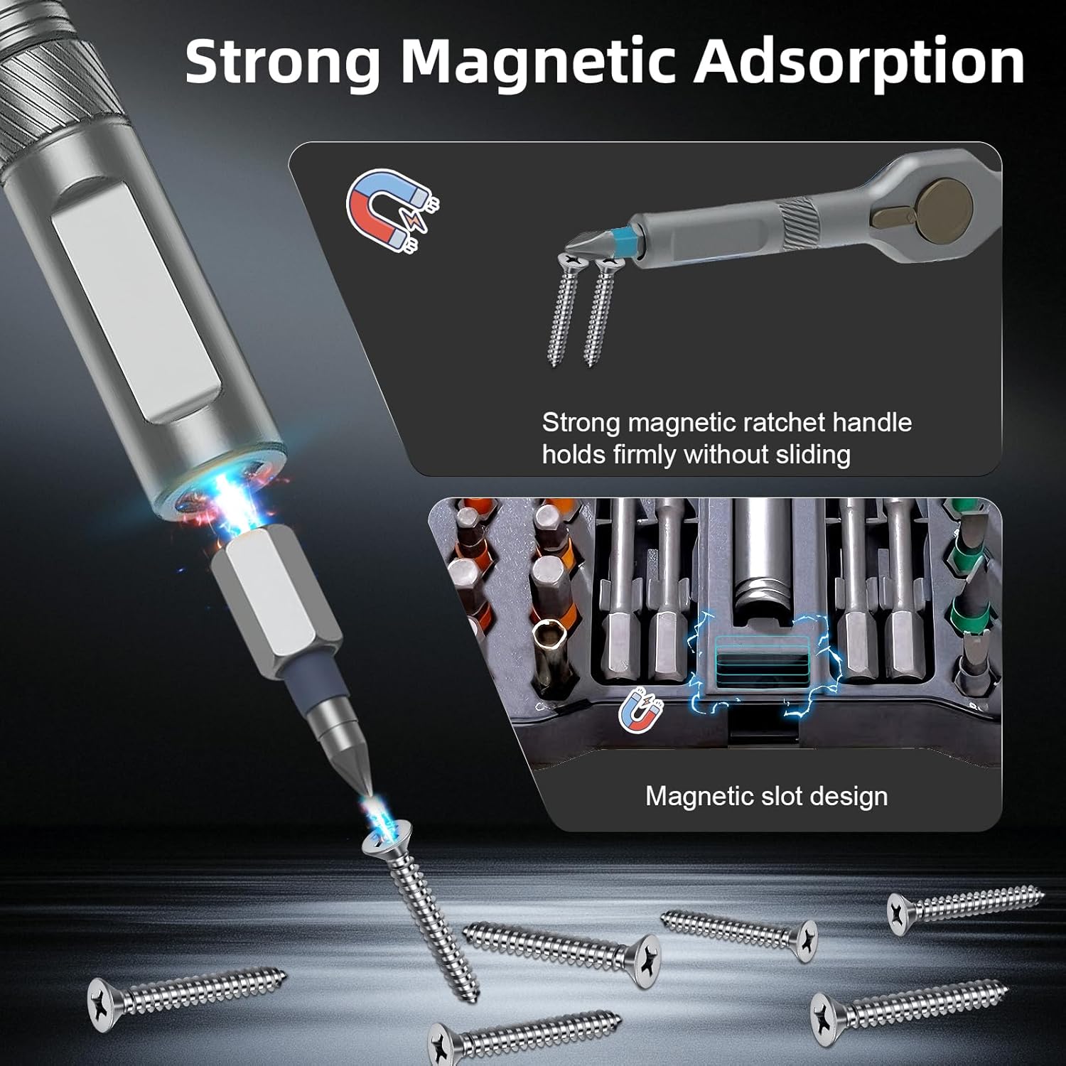 52 In 1 Magnetic Screwdriver Set DIY, Ratcheting Screwdriver Set with Detachable Handle, Multi Magnetic Bits, Portable Repair Tools for Car, DIY, PC, Electronics, Bicycle