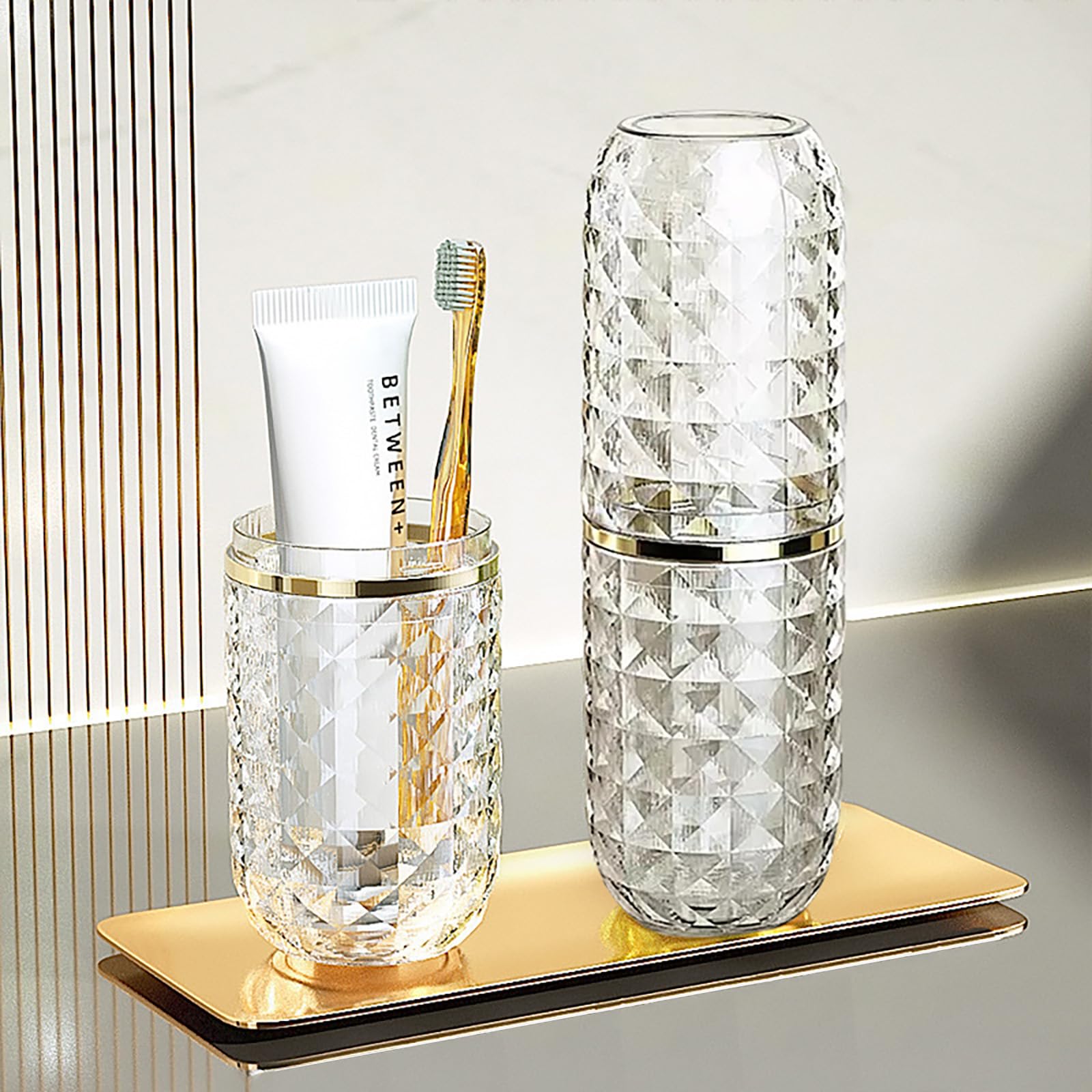 Transparent Travel Toothbrush Case with Cover, Large Tooth Brush Holder with Mouthwash Cup, Portable Compact Oral Clean Tools Organizer for Bathroom Trip School