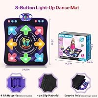 Vista 5 de Juguetes de tapete de baile para niñas de 3 a 12 años, almohadilla de baile con 8 botones iluminados y Bluetooth, juego de baile musical con 7 modos