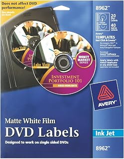 Inkjet DVD Labels, Matte White, 20/Pack