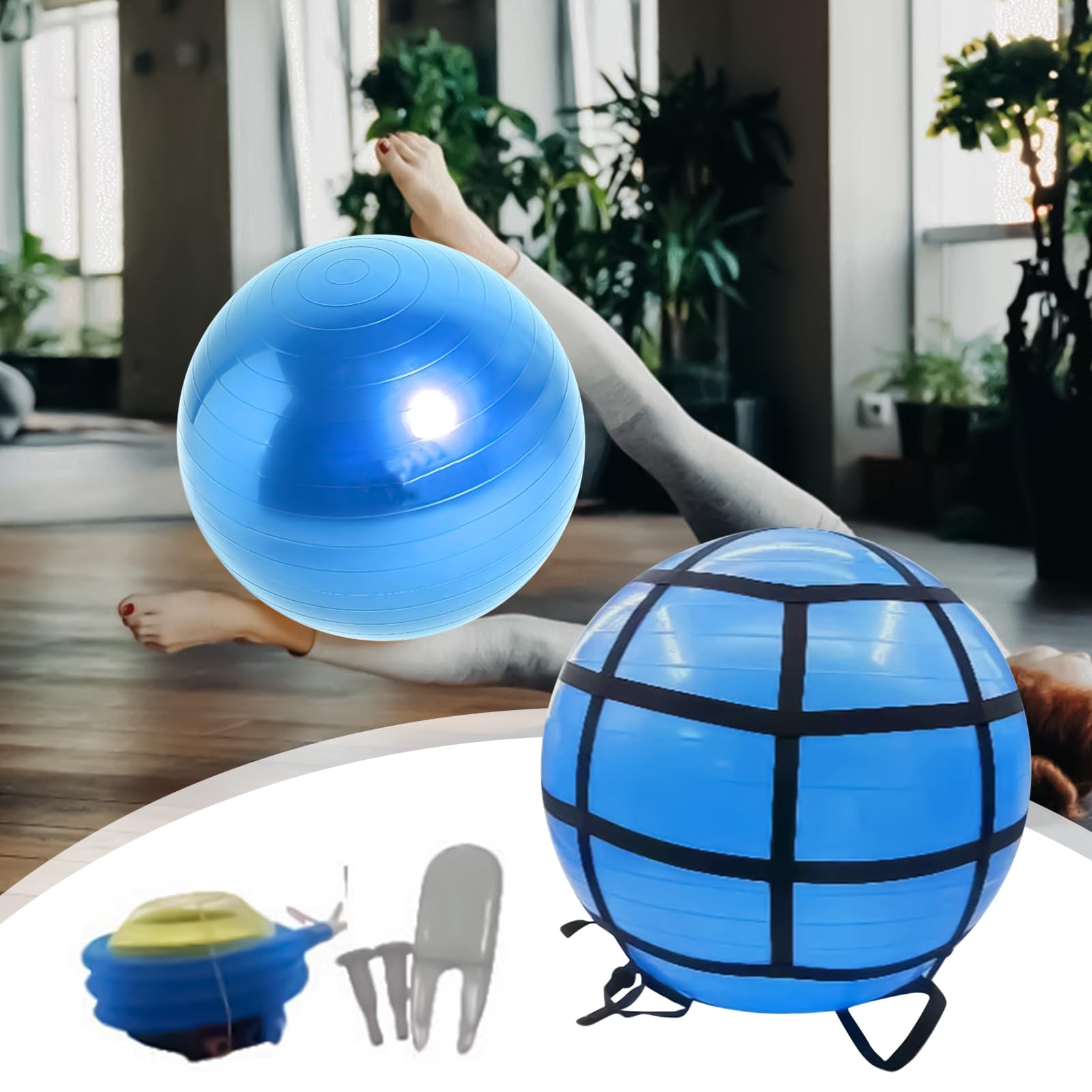 Pelota de Yoga | Pelotas de Yoga para Entrenamiento con Bomba | Equipo de Entrenamiento Doméstico Portátil para Fortalecimiento Muscular Equilibrio Estabilidad Fitness