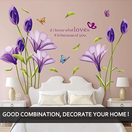 Miniatura 14 de LiveGallery Hermosas calcomanías de pared con diseño de rosas y rosas, removibles, para decoración artística, decoración artística, murales