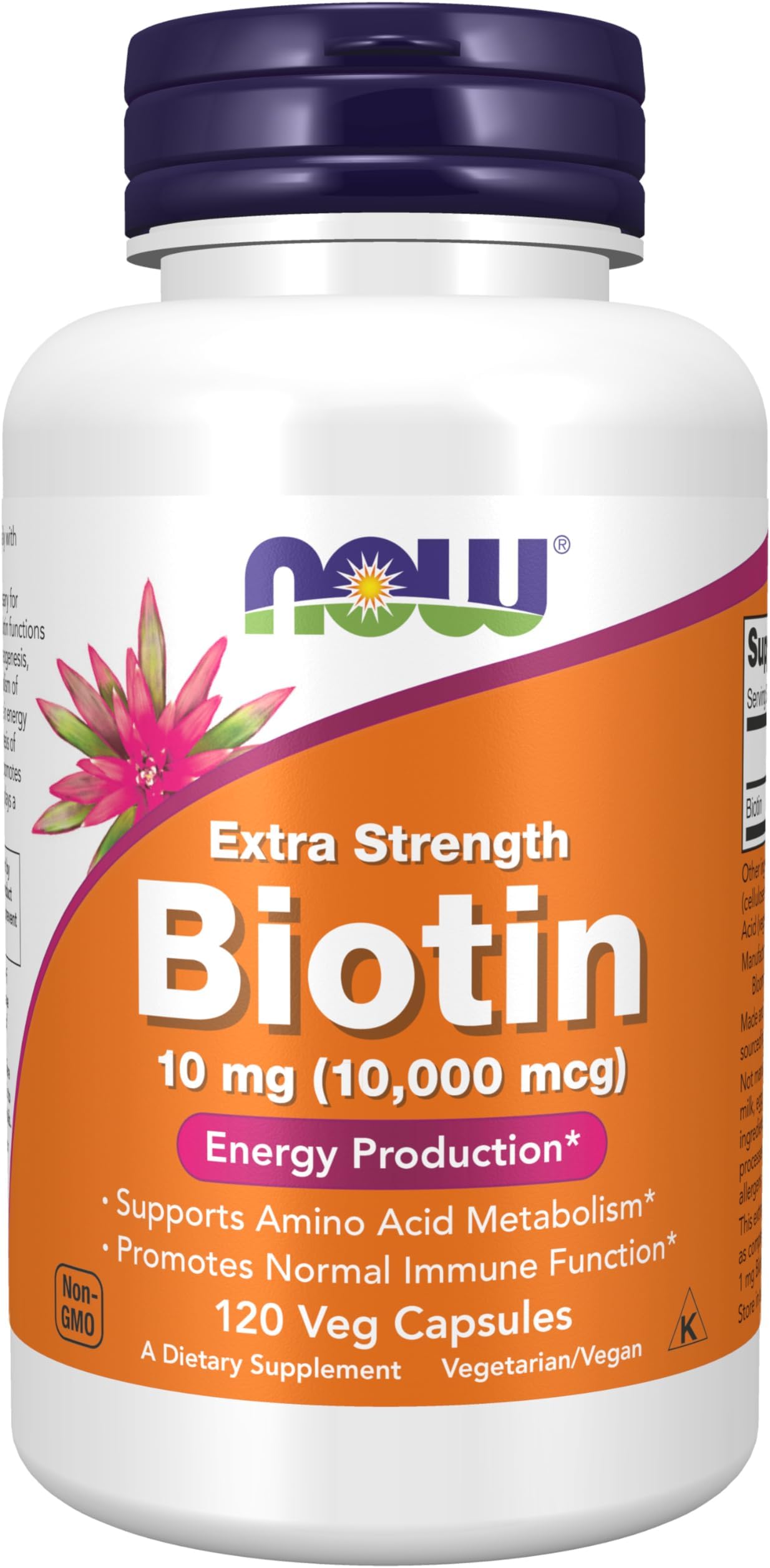 NOW Foods Supplements, Biotin 10 mg (10,000 mcg), Extra Strength, Energy Production*, 120 Veg Capsules