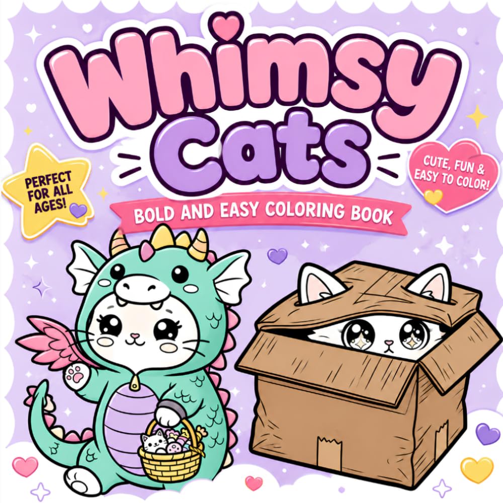 Whimsy Cats: Bold and Easy Coloring Book