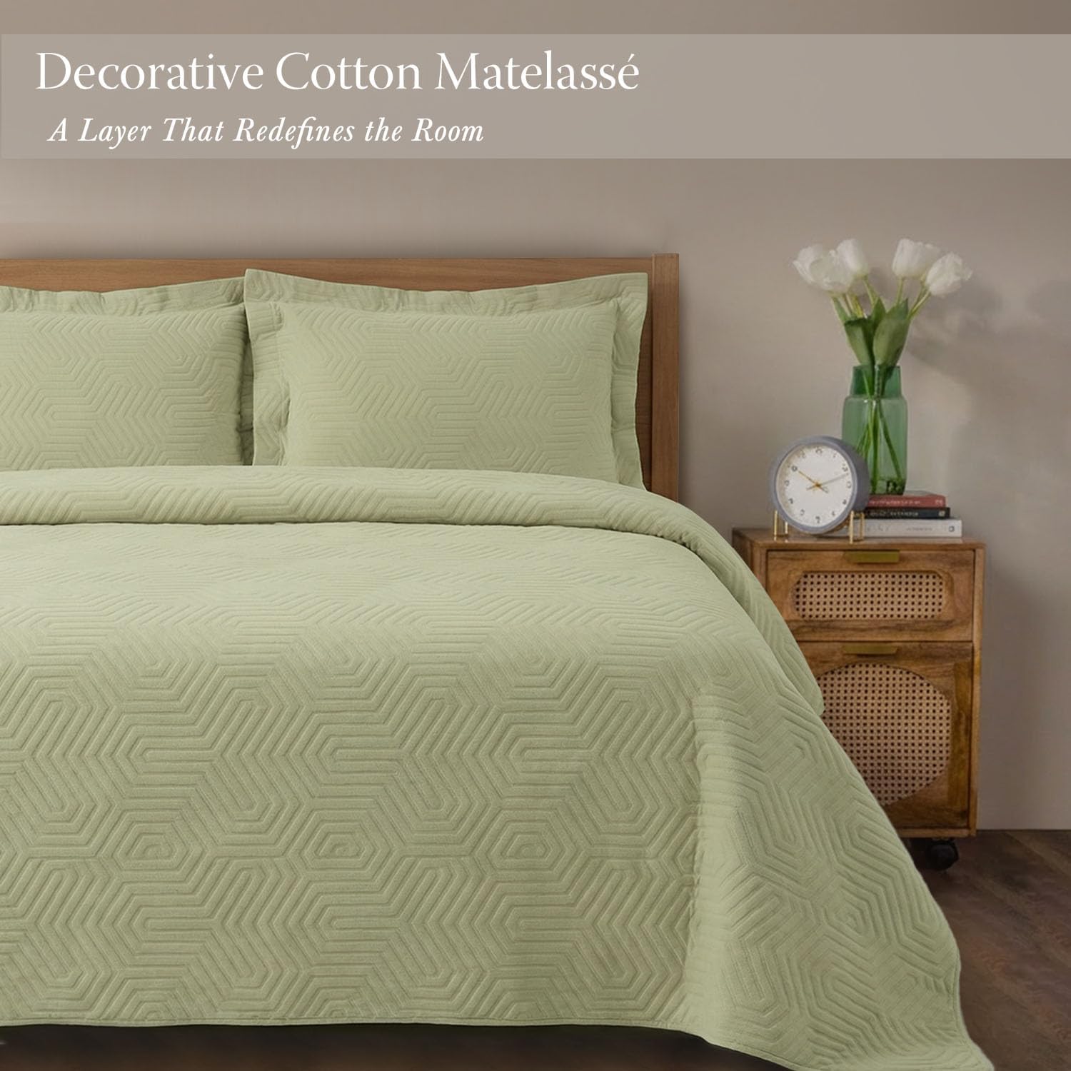 Threadmill Luxury Cotton Blankets for King Size Bed | All-Season Cozy 100% Cotton King Size Blanket | Aster Soft & Lightweight Coverlet fits California King Size Bed, 104x92 | Sage Green - Image 2