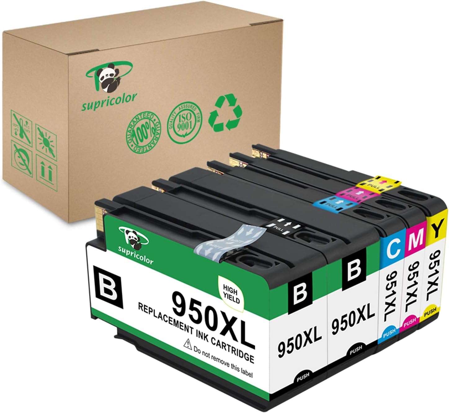 Compatible 950xl 951xl Ink Cartridges, 5-Pack 950 951 Ink Replacement for Officejet 8630 8625 8615 8600 8620 8610 8640 8660 251dw 271dw Printers (2Black,1Cyan,1Yellow,1Magenta)