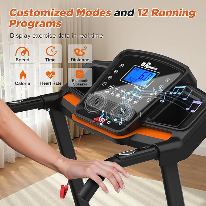 Caminadora Plegable Eléctrica con Inclinación Manual y Color Naranja miniatura 3