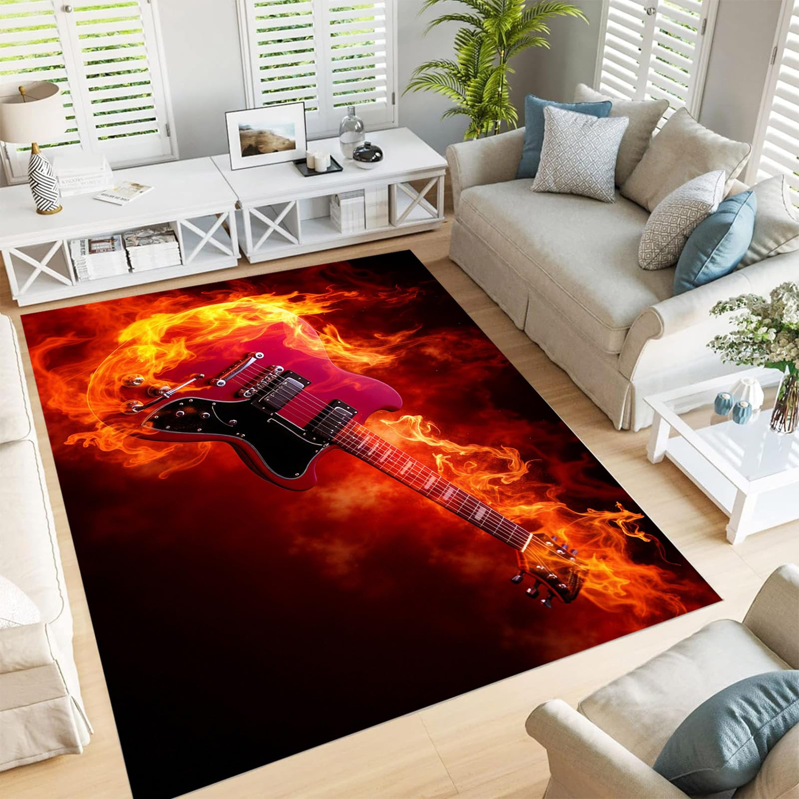 Tapis guitare électrique pour chambre de fille et salle de jeux enfant