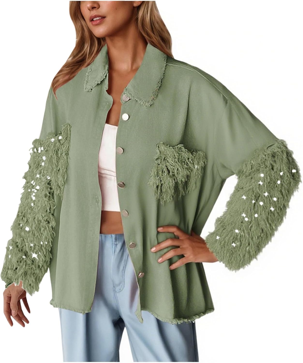 Coat for Women Fall Winter Long Sleeve High Neck Faux Denim Western Cardigan Basic Outfits Women 2025 Regular Fit