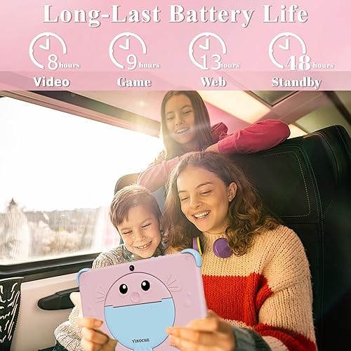 Miniatura 6 de YINOCHE Tableta infantil de 10 pulgadas para niños pequeños, tabletas Android 32G para niños con funda, WiFi, control parental, cámara dual, las