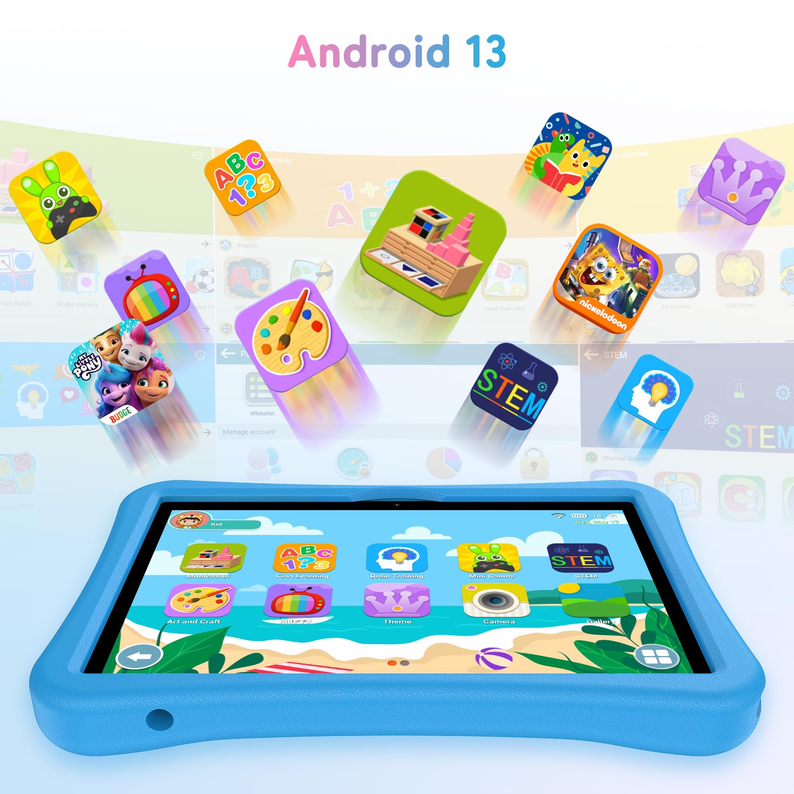 UMIIDIGI Tablet Bambini 10 Pollici,Controllo Genitori,8+128GB, Android Tablet per Adatto a tutte le età/Octa-Core/6000mAh/GPS/WiFi/Dual 4G SIM,G5 Tablets Per Bambini con Case,Blu