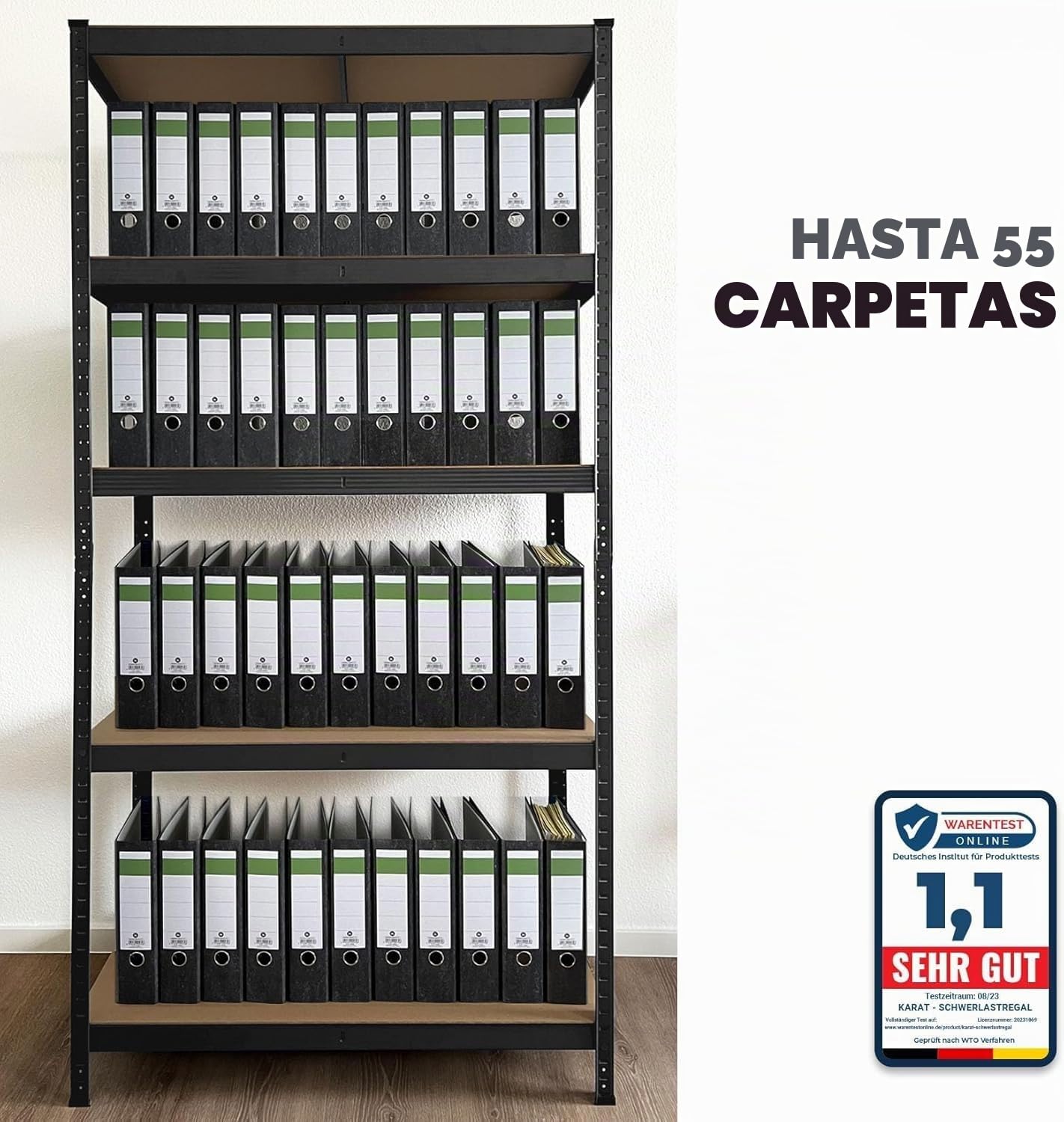 Floordirekt Estantería para Cargas Pesadas. Juego de 2 Unidades. Color Negro. 200 x 120 x 60 cm. sin Tornillos. para sótano. de Almacenamiento. para Taller. Banco de Trabajo. 5 estantes Ajustables