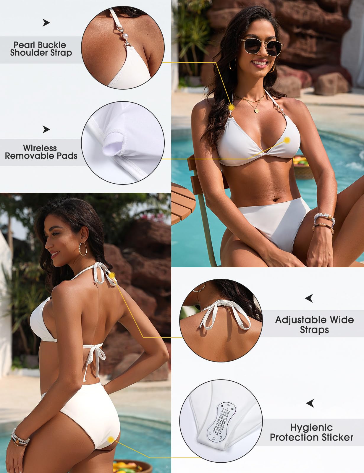 UMIPUBO Damski dwuczęściowy strój kąpielowy seksowny trójkąt topy bikini zestaw bikini brazylijski koralik biustonosz ze sznurkiem plaża odzież plażowa