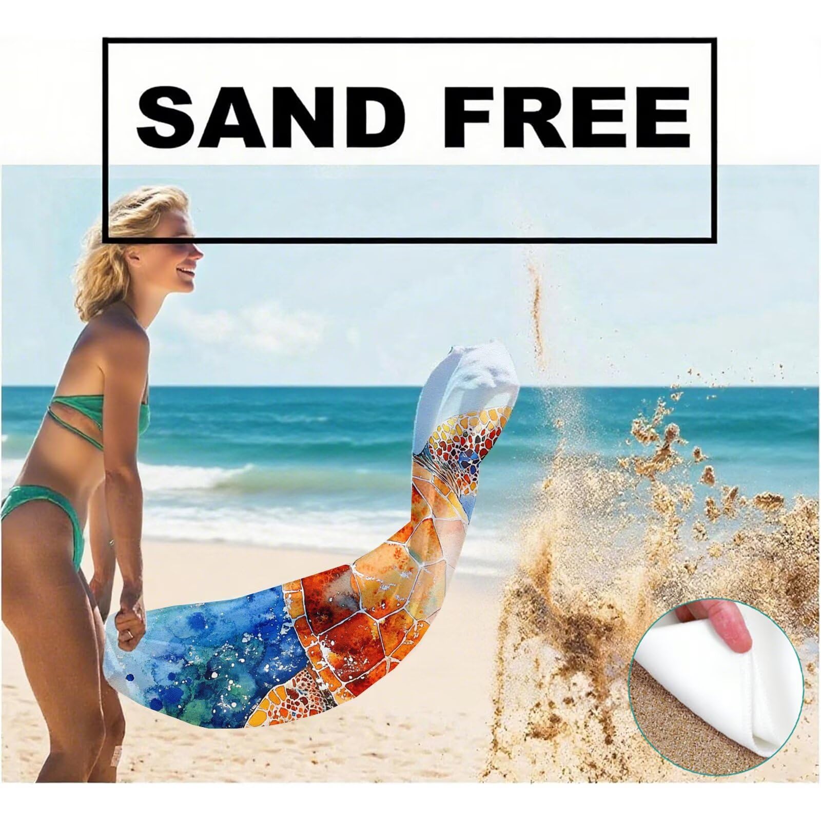 Telo Mare Microfibra, Telo Mare Grande 200 x 100 cm Set da 2, Antisabbia Asciugatura Rapida Assorbente Salvietta da Spiaggia Asciugamano per Palestra Piscina Viaggi Sport Picnic, Regali Donna Q-760